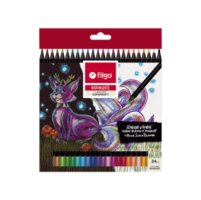 Lapices De Colores X24 Largo Supersoft Black & White Filgo1