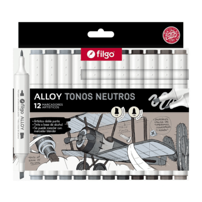 Marcador Artístico Doble Punta Alloy 12 und Tonos Grises Filgo