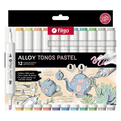 Marcador Artístico Doble Punta Tonos Pastel Alloy Filgo