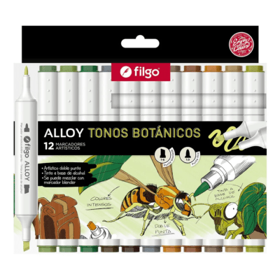 Marcador Artístico Doble Punta Alloy 12 und Tonos Botánicos Filgo