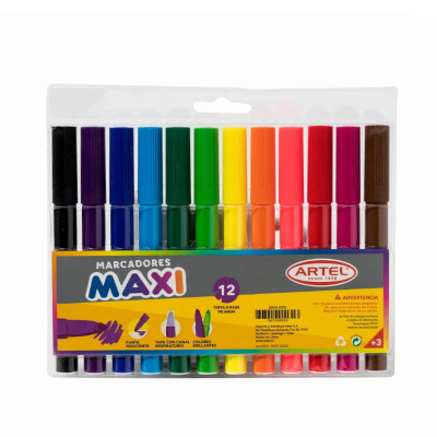 Estuche 12 Marcadores Maxi Punta Gruesa Artel