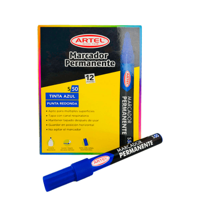 Marcador Permanente Punta Redonda Azul S50 Artel