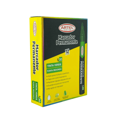 Marcador Permanente Punta Redonda Verde S50 Artel