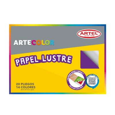 Carpeta Papel Lustre 20 Pliegos 26x37cm Artecolor Artel