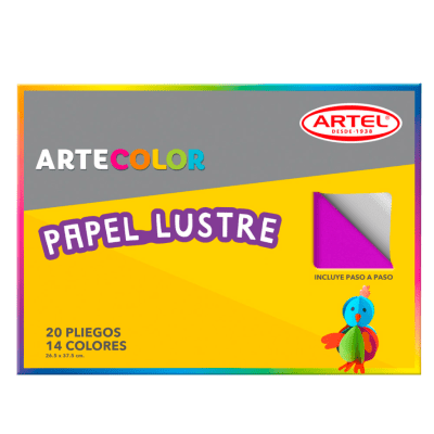 Carpeta Papel Lustre 20 Pliegos 26x37cm Artecolor Artel