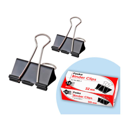 Apretador doble clip negro 32mm 12 unidades Foska1