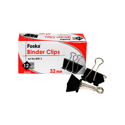 Apretador doble clip negro 32mm 12 unidades Foska