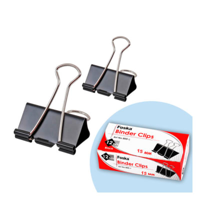 Apretador doble clip negro 15mm 12 unidades Foska