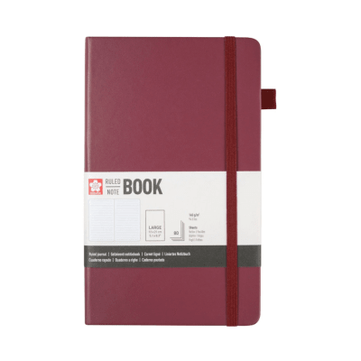 Libreta Sakura Cuadros 13x21cm Burdeo 80 hjs 140g