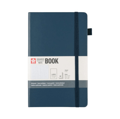 Libreta Sakura Cuadros 13x21cm Azul Índigo 80 hjs 140g
