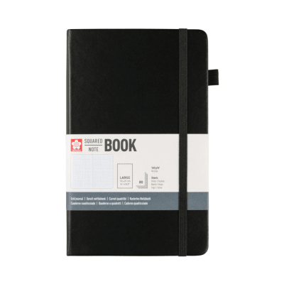 Libreta Hoja Crema Con Cuadrados (Negro) 13x21cm SAKURA1