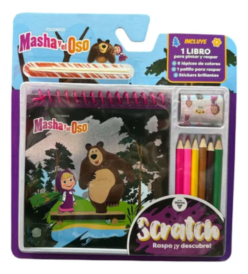 Blister  Para Pintar y Raspar scratch Masha y el Oso VERTICE