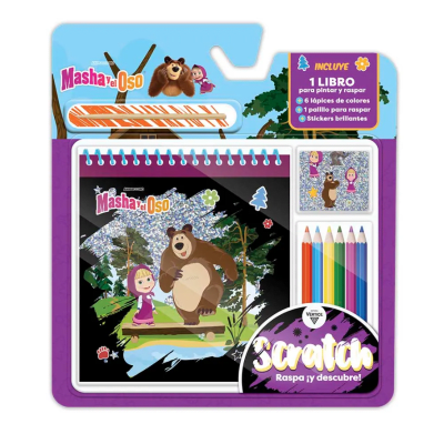 Blister  Para Pintar y Raspar scratch Masha y el Oso VERTICE