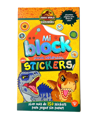 Block de Stikers para Colorear Jurassic Explorer VERTICE1