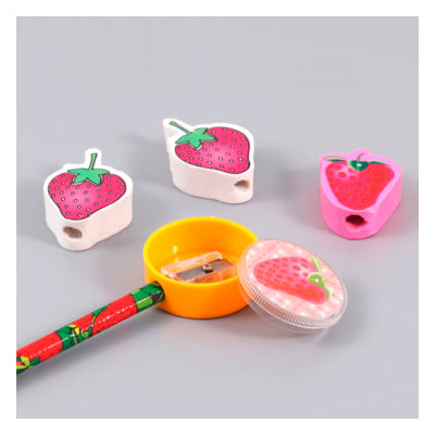 Set de 8 lápiz grafito sacapuntas y gomas Foska