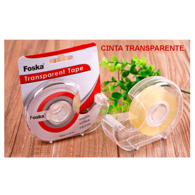 Cinta adhesiva transparente + dispensador Foska