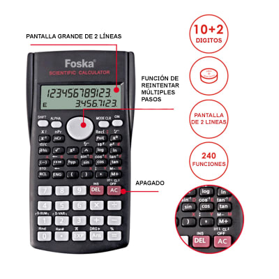 Calculadora cientifica 240 funciones Foska