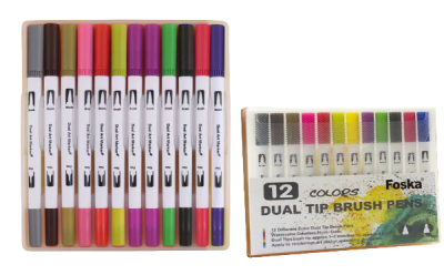 12 lettering marcadores doble punta pincel brush