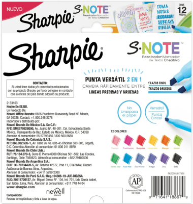Set 12 Marcadores Color Pastel SNote SHARPIE
