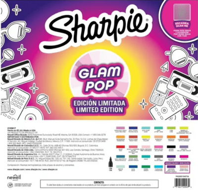 Set Ruleta 30 Marcadores Punta Fina Glam Pop SHARPIE