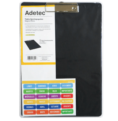 Tabla con Apretador Doble Oficio Negro Adetec