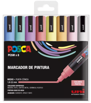Set Marcadores Acrílicos 8 Colores Pastel 5M POSCA