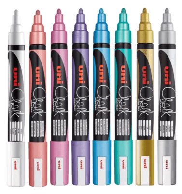 Set 8 Marcadores Uni Chalk Metálicos PWE-5M 1.8-2.5mm Posca1