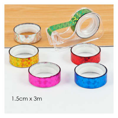 Washi tape diseño holo 6 unidades + dispensador Foska