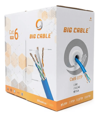 Cable de red Cat6 UTP 24 Awg Azul 305mt BIG CABLE1