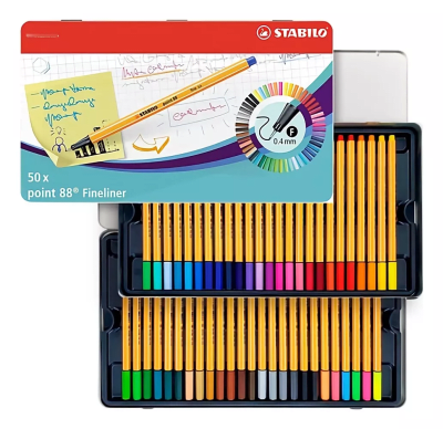 Set 50 Marcadores Fineliner Point 88 Caja Metálica Stabilo1