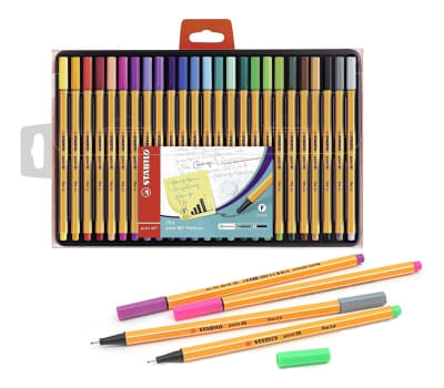 Set 25 Tiralíneas Stabilo Point 88 - 0,4 Mm Colores Surtidos