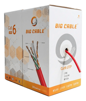 Cable De Red Utp Cat6 305mt Rojo Cca Cctv Poe Big Cable1
