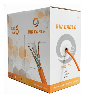 Cable De Red Utp Cat6 305mt Naranja Cca Cctv Poe Big Cable1