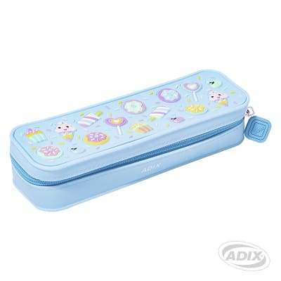 Estuche Escolar Silicona Celeste Adix