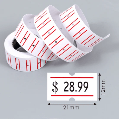 10 rollos Etiqueta adhesiva precio con lineas