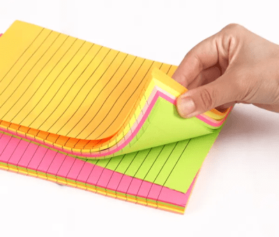 Notas adhesivas lineadas 100 hojas neón