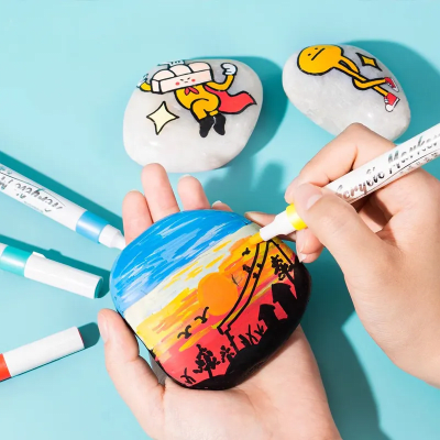 12 marcadores plumones acrílicos colores