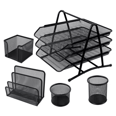 Organizador de oficina negro 5 piezas1