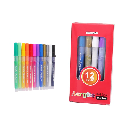 12 marcadores plumones acrílicos