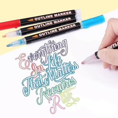 24 marcadores de contorno lettering