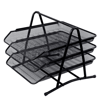 Organizador negro de 3 niveles bandeja escritorio