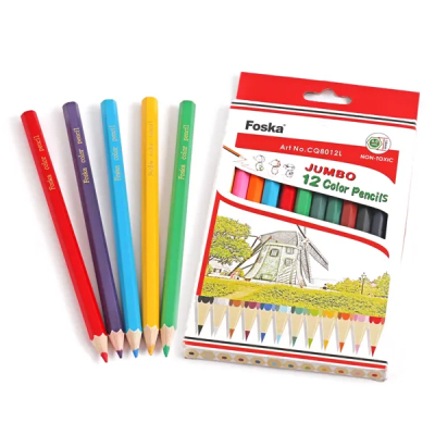 12 Lápices de Colores Hexagonales Jumbo 24und FOSKA