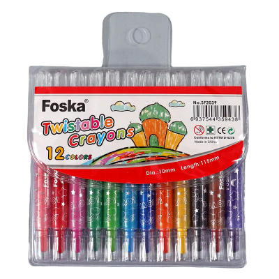 Crayón Retorcible 12 Colores SF2039 Foska