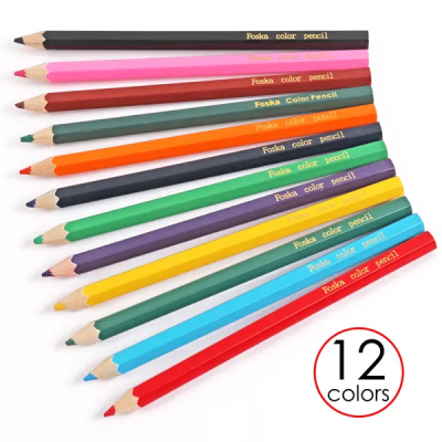 12 Lápices de Colores Hexagonales Jumbo 24und FOSKA