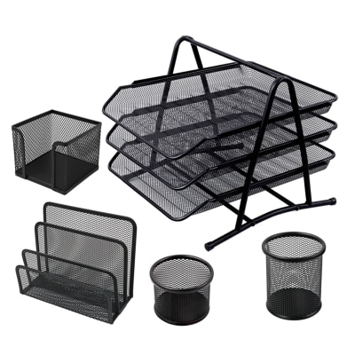 Set de oficina negro organizadores Foska2