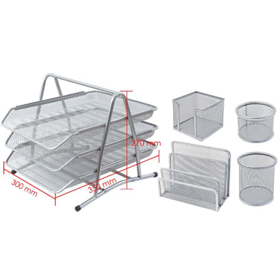 Set de oficina plateado organizadores Foska3
