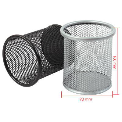 Porta lapices plateado de malla Foska