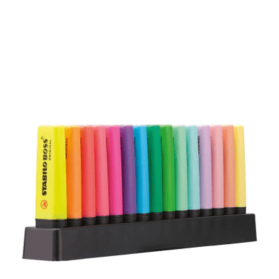 Set 15 Destacadores Stabilo Boss Neon - Pastel + deskset