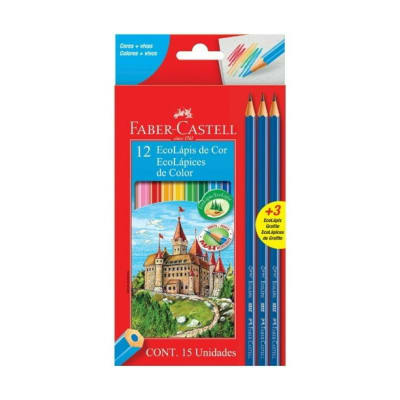 lapices de colores triangular 12 und + 3 grafitos FABER CASTELL