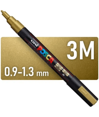 Marcador Acrílico Dorado 3M 0.9-1.3mm Posca